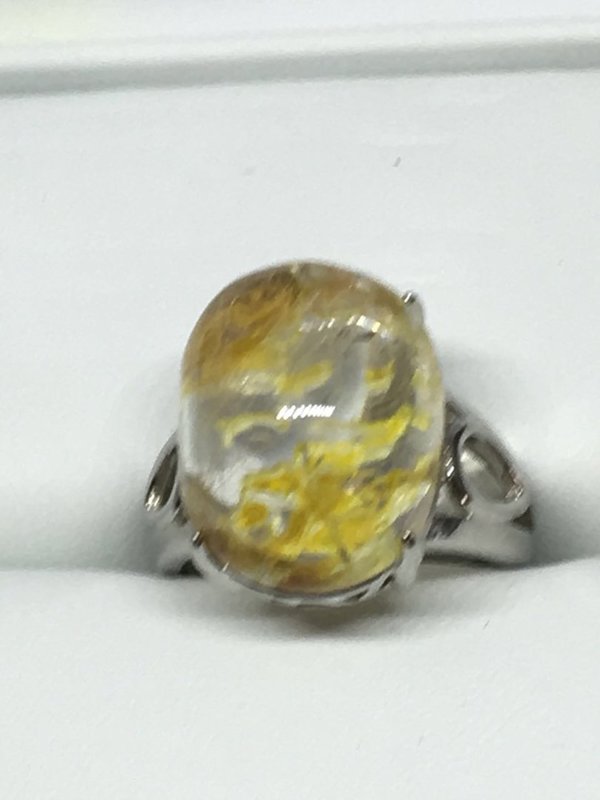 Silberring mit Phantomkristall gelb
