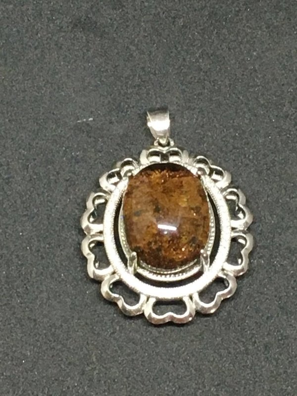Silberanhänger Amulett mit Phantomkristall gelb