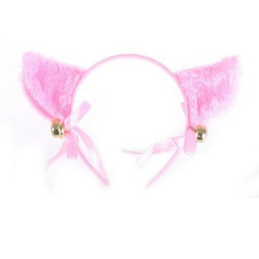 Katzenohren Haarreif mit Glöckchen - pink