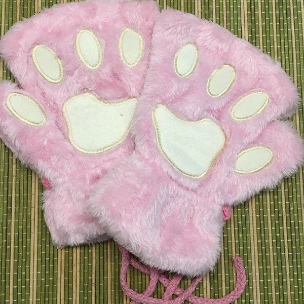 Katzen Paws, Handschuhe fingerfrei - pink