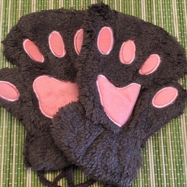 Katzen Paws, Handschuhe fingerfrei - braun