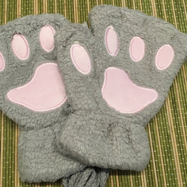 Katzen Paws, Handschuhe fingerfrei - grau