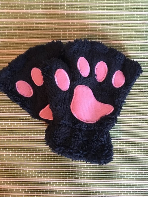 Katzen Paws, Handschuhe schwarz fingerfrei