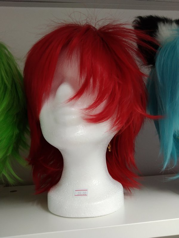 Perücke Mittellanges Haar leuchtend rot