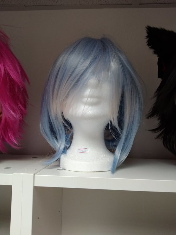 Perücke Mittellanges Haar hellblau silber