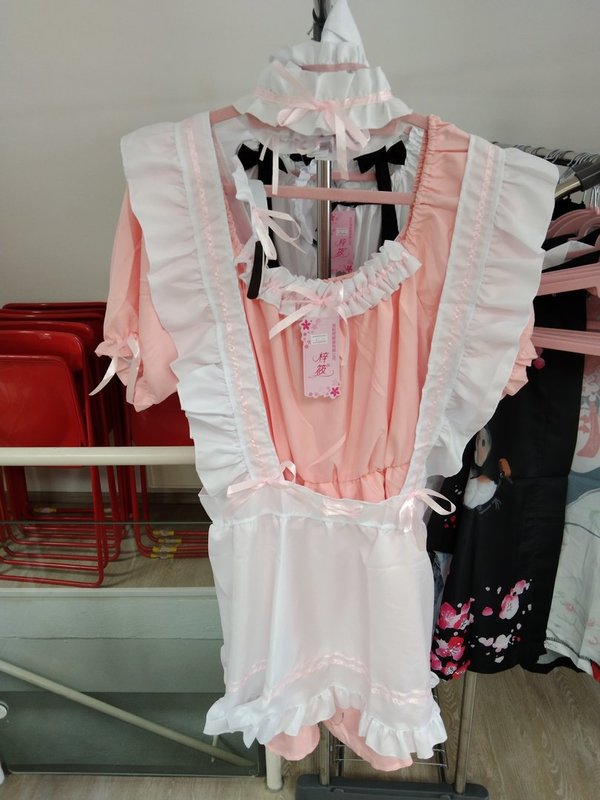 Maid Cosplay weiß und rosa